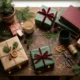 Wrapped Christmas gifts for friends on a wooden table
