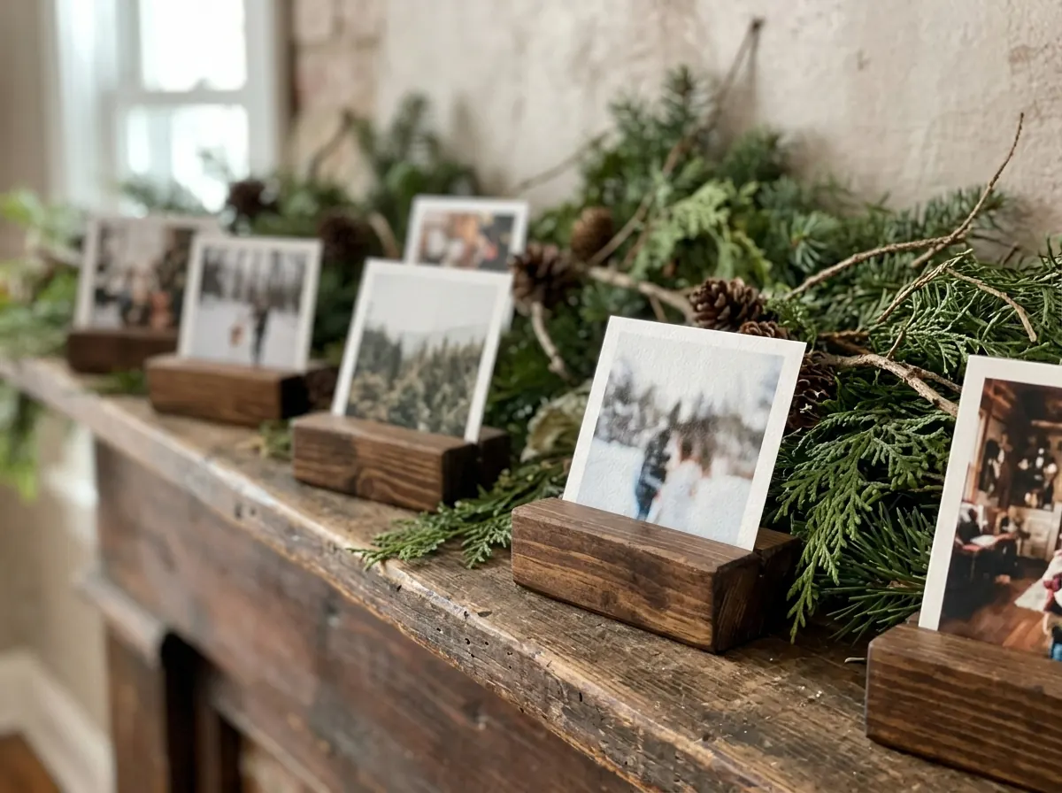 Wooden blocks holding family photos