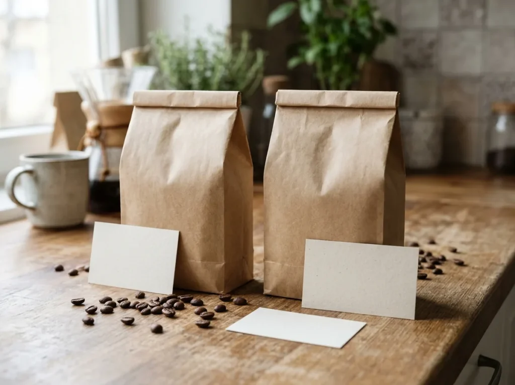 Two bags of freshly roasted coffee beans