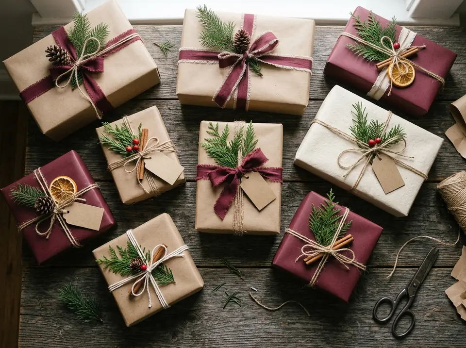 Wrapped foolproof Christmas gifts for friends on a table