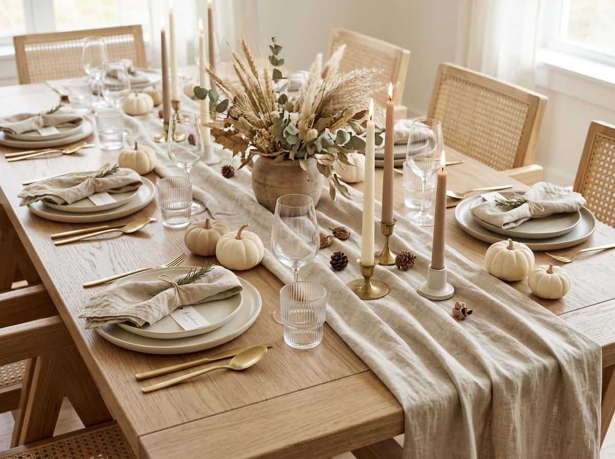 Neutral Thanksgiving Table Decor