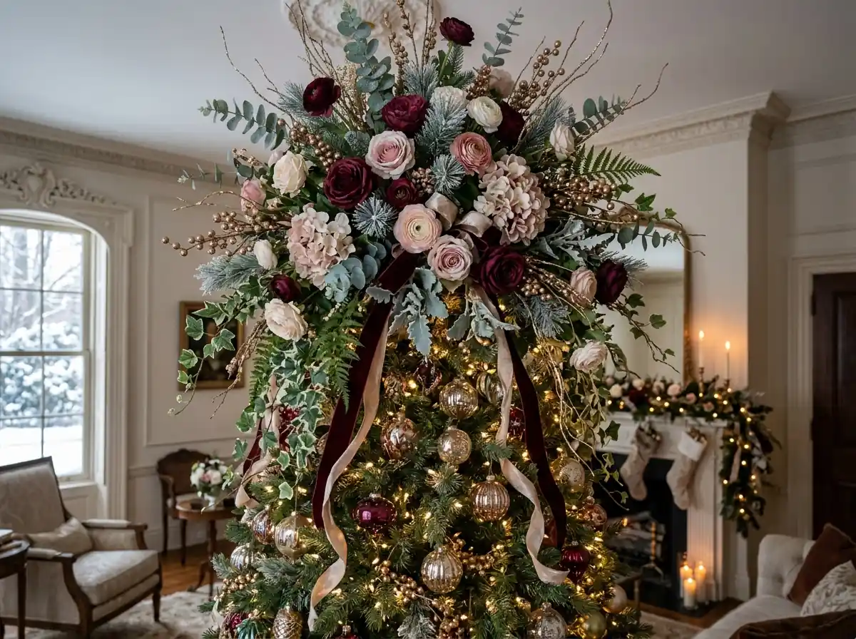 Floral spray Christmas tree topper