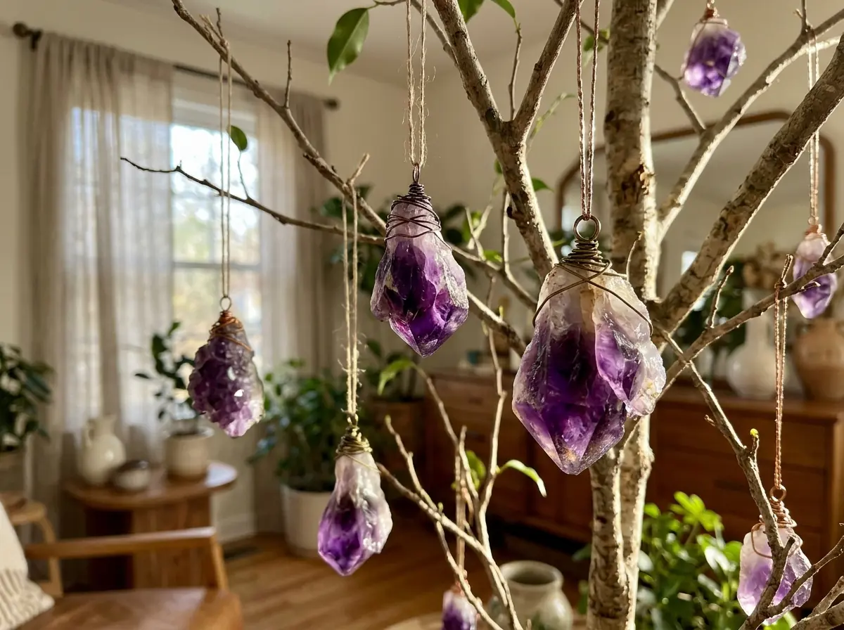 Purple amethyst style gem ornaments