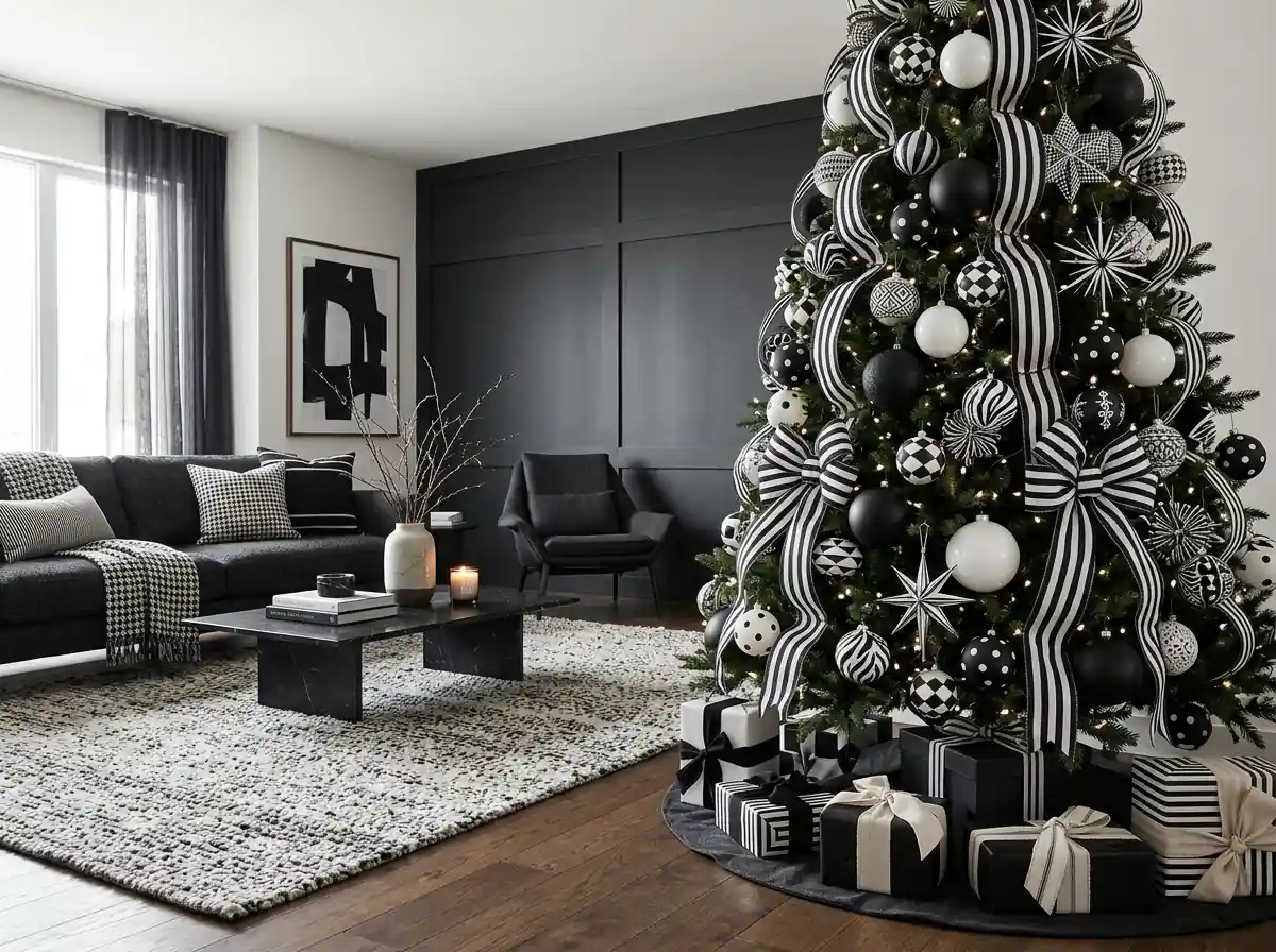 Black and white Christmas tree