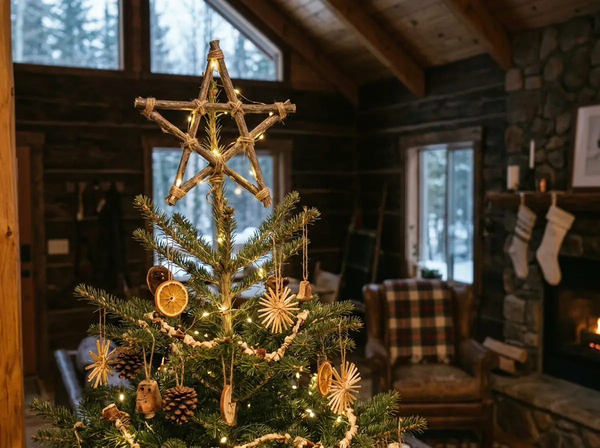 Rustic twig star tree topper