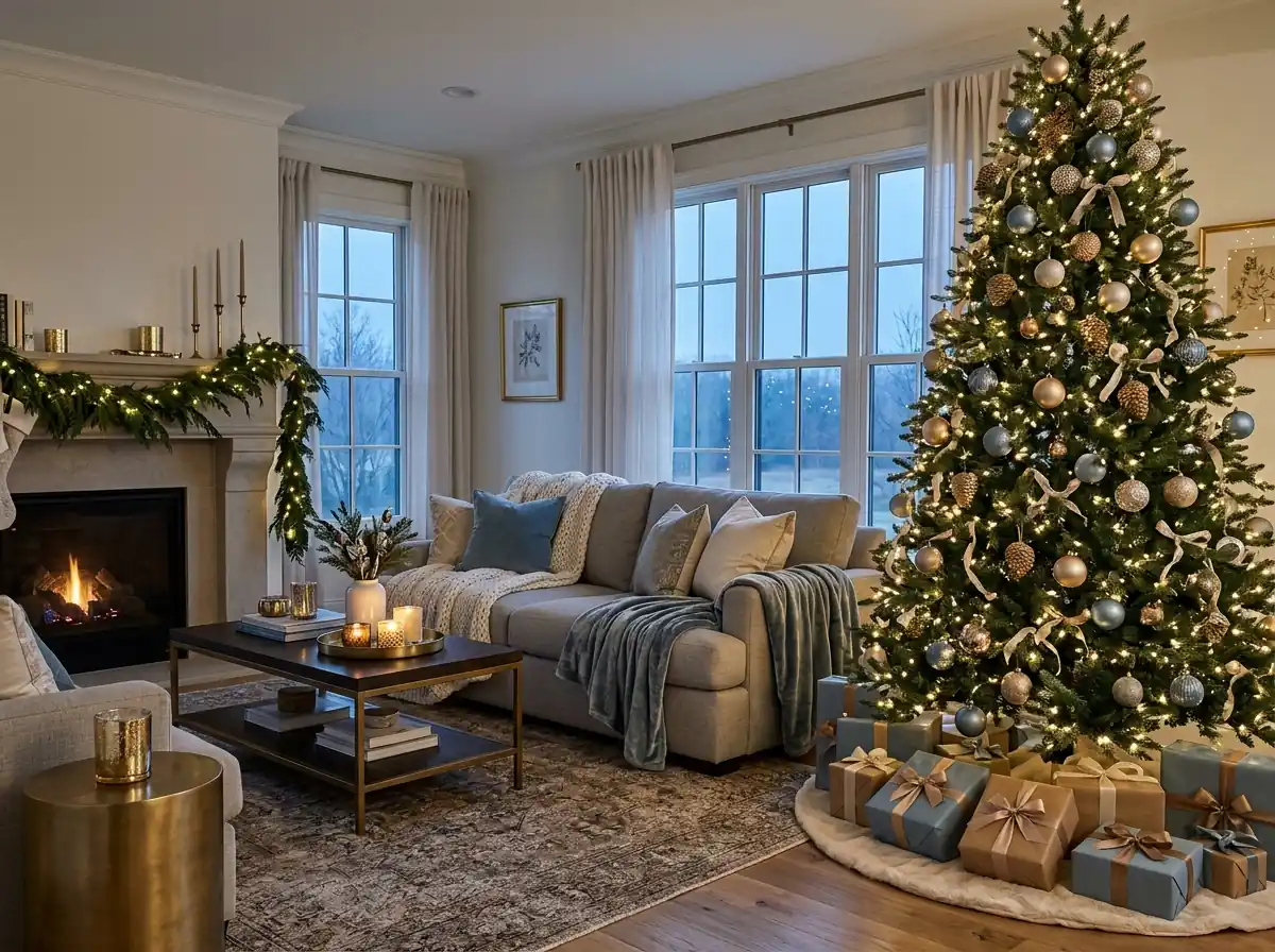 Blue Christmas Decor: Dusty Blue and Gold Ideas