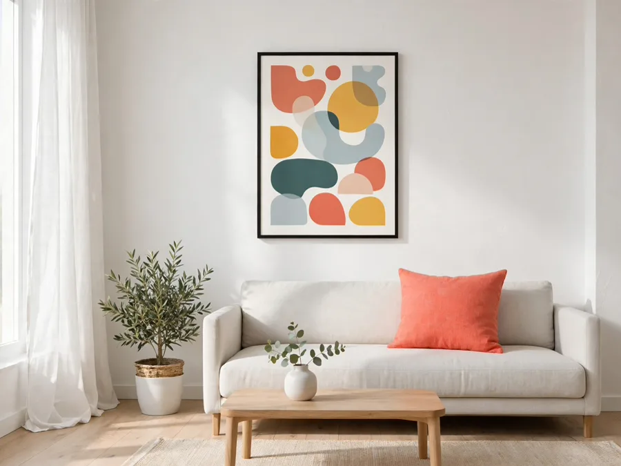 Minimal room with one cheerful color accent