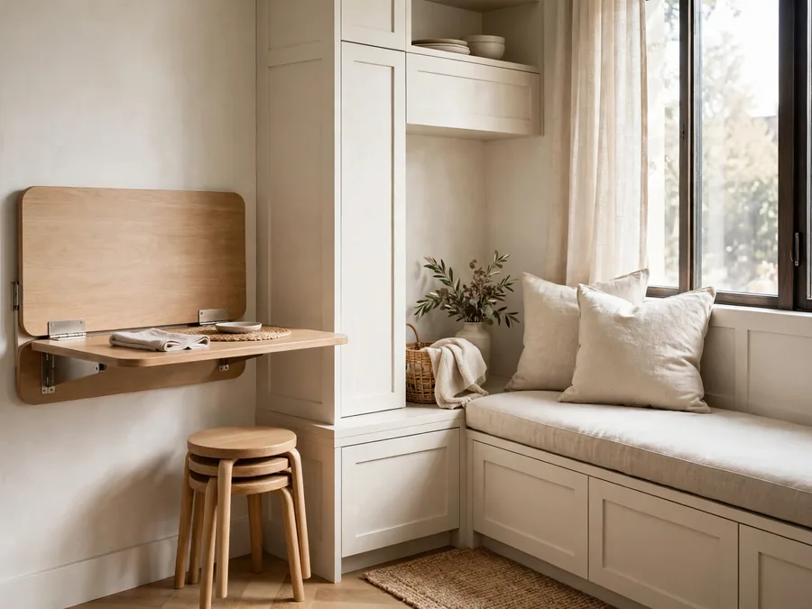 Small apartment corner with folding furniture
