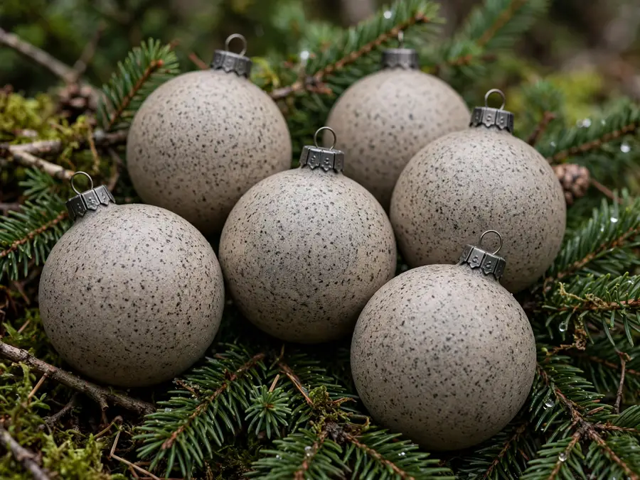 Speckled stone spray-painted ornaments