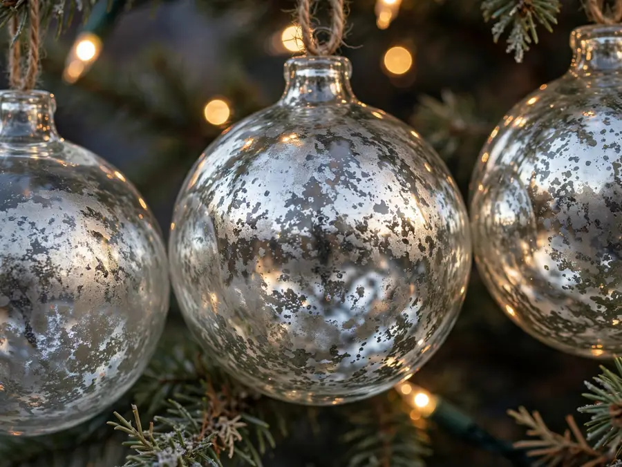 Silver mercury-look glass ornaments