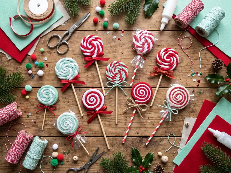 Colorful pool noodle lollipop crafts laid out flat