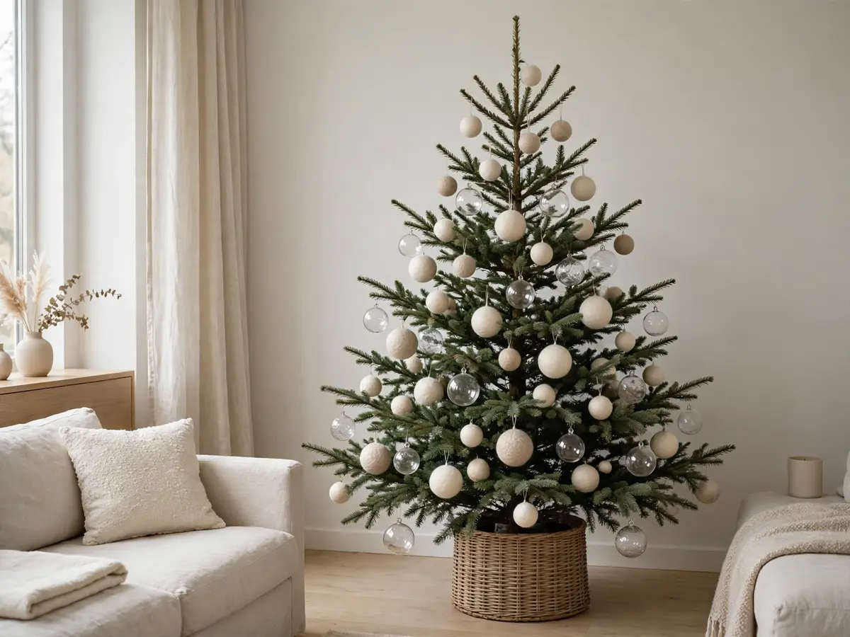 Wool felt ornaments on a Christmas tree